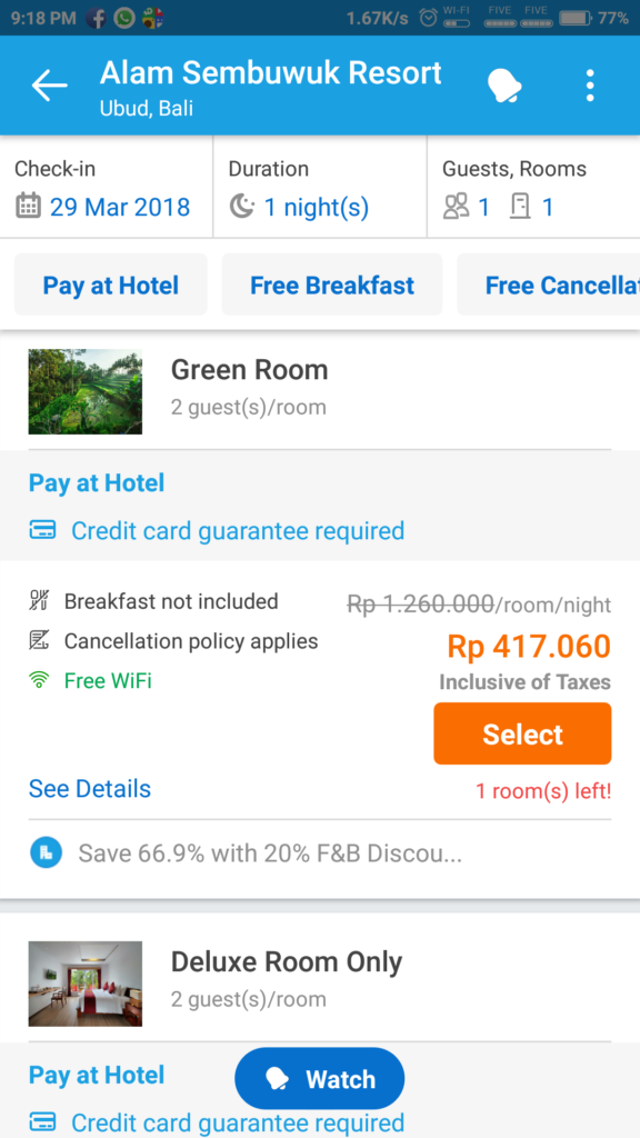 Pay at hotel traveloka